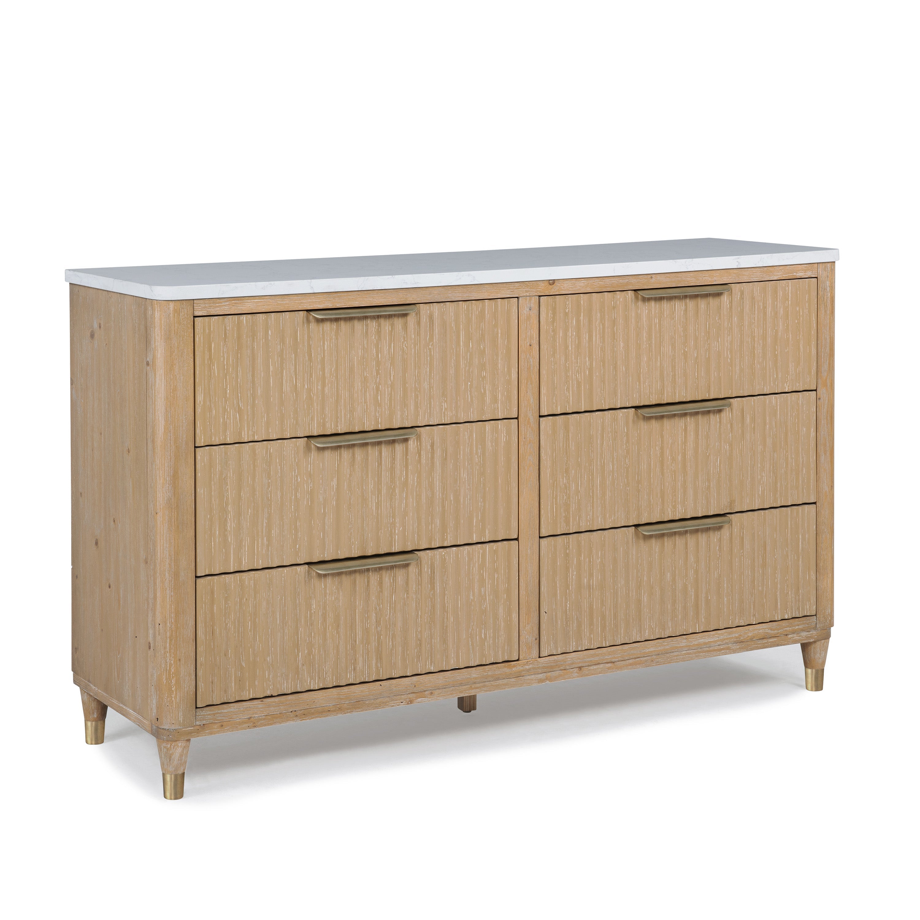 Kara Cerused Natural Upholstered Panel Bedroom Set