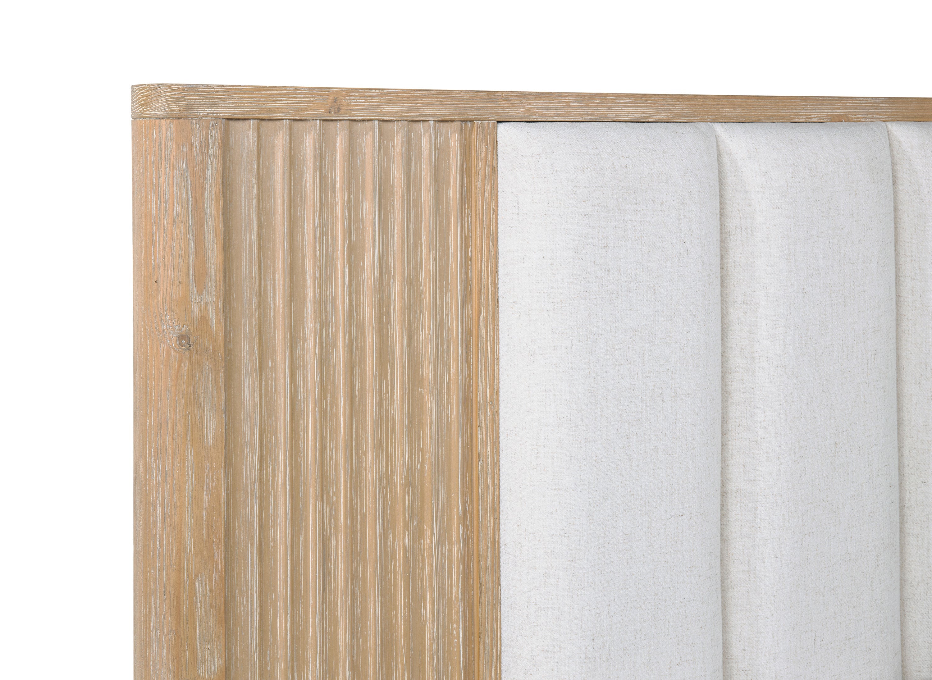 Kara Cerused Natural Queen Upholstered Panel Bed