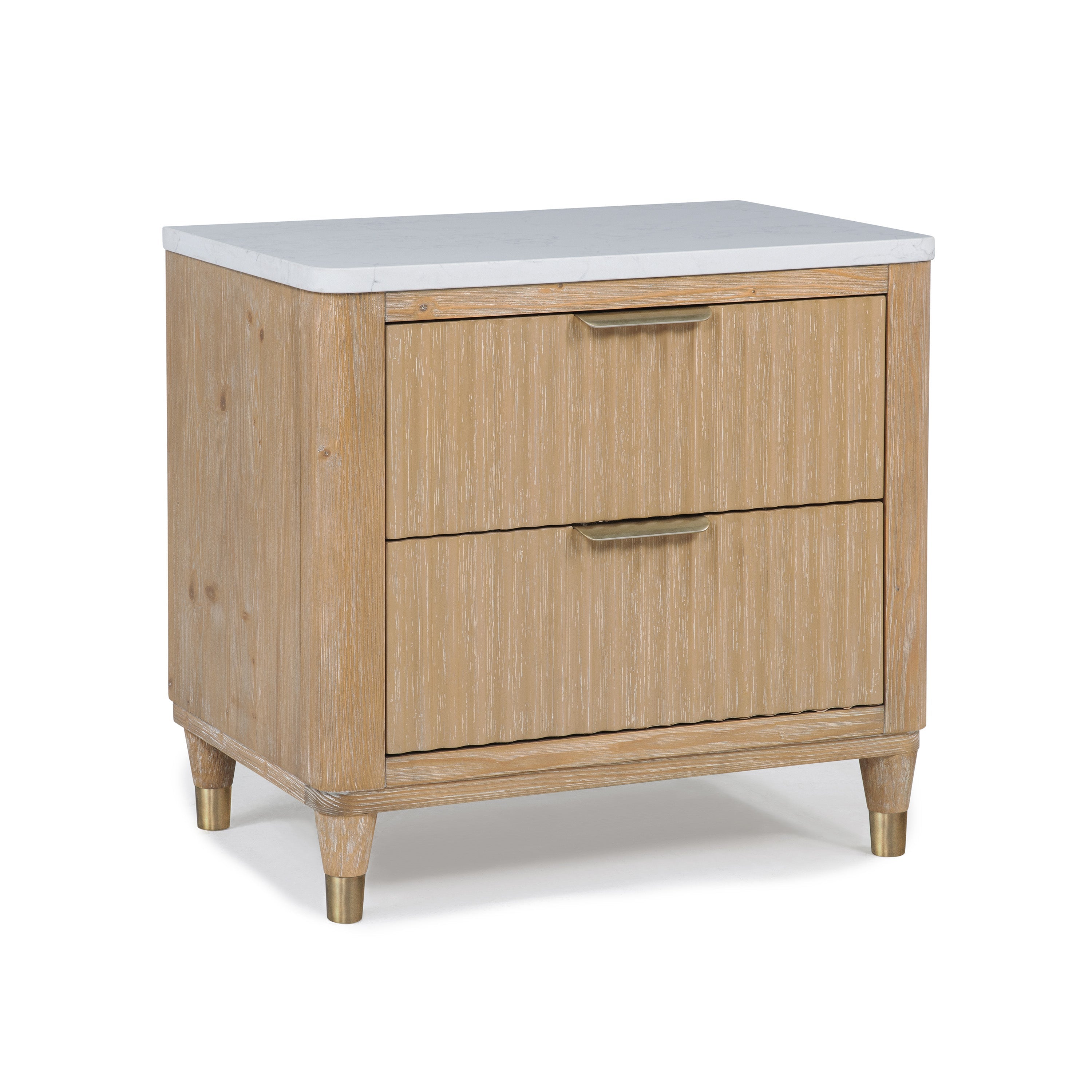 Kara Cerused Natural Upholstered Panel Bedroom Set