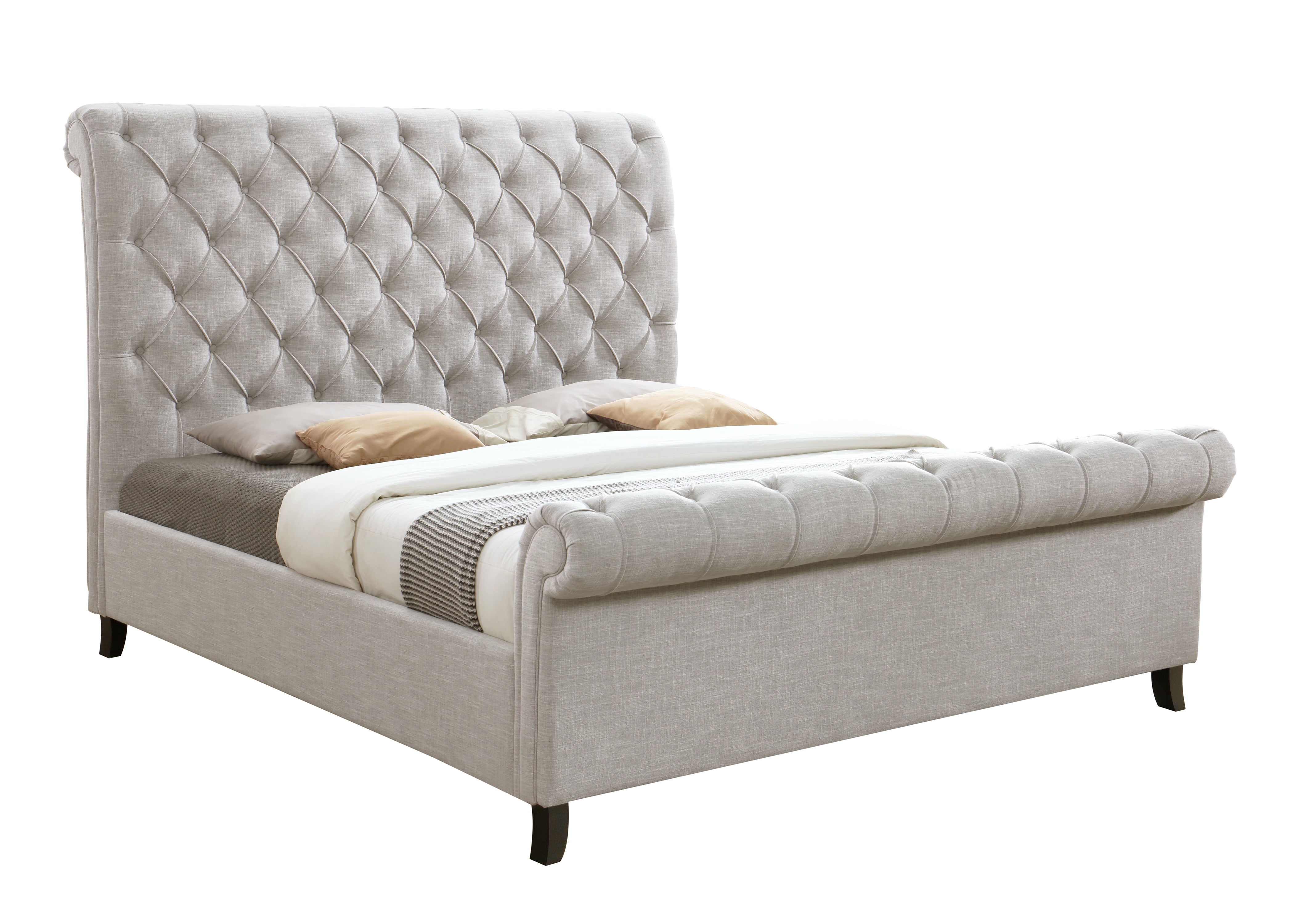 Kate Light Gray Queen Upholstered Sleigh Platform Bed