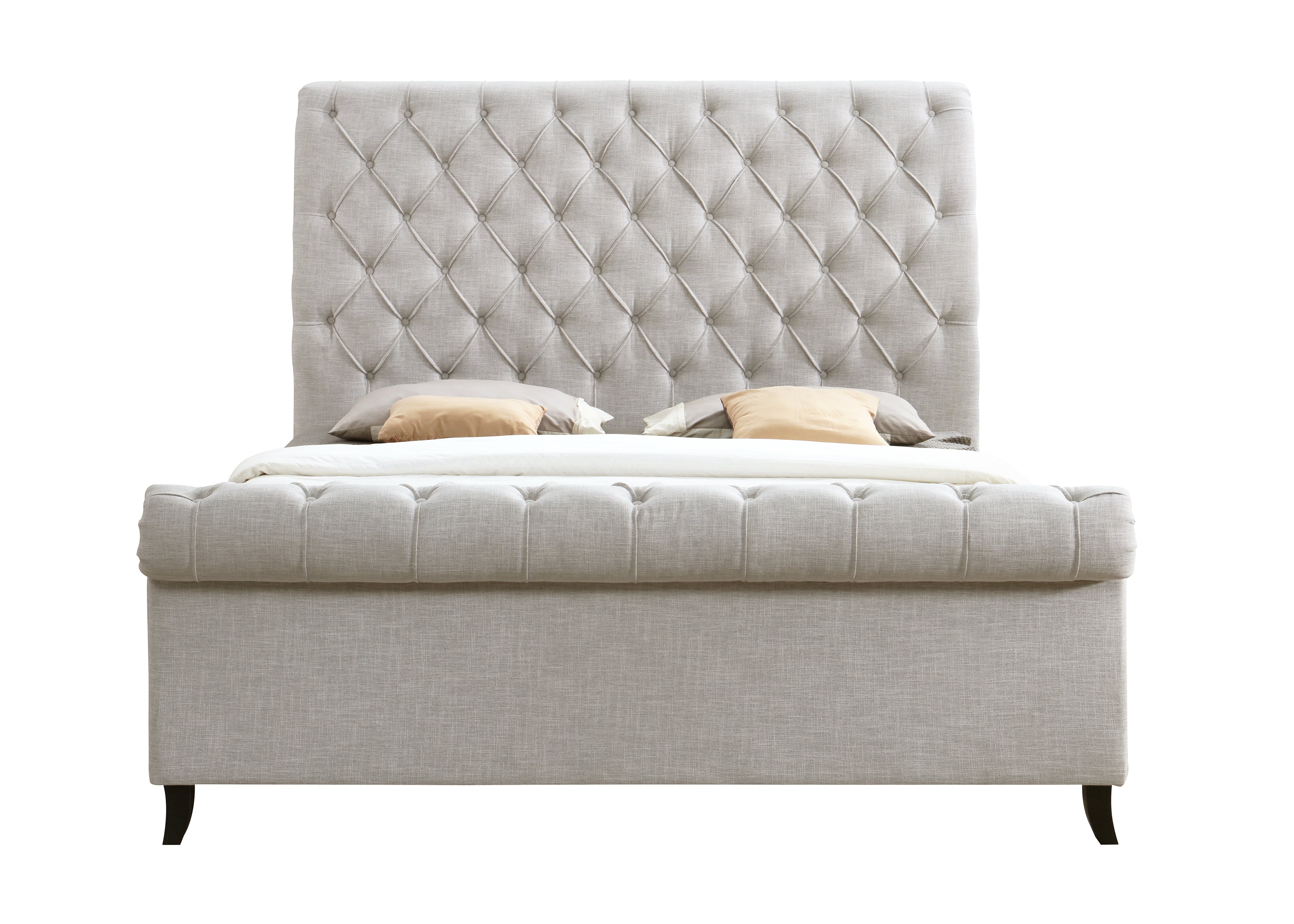 Kate Light Gray Queen Upholstered Sleigh Platform Bed