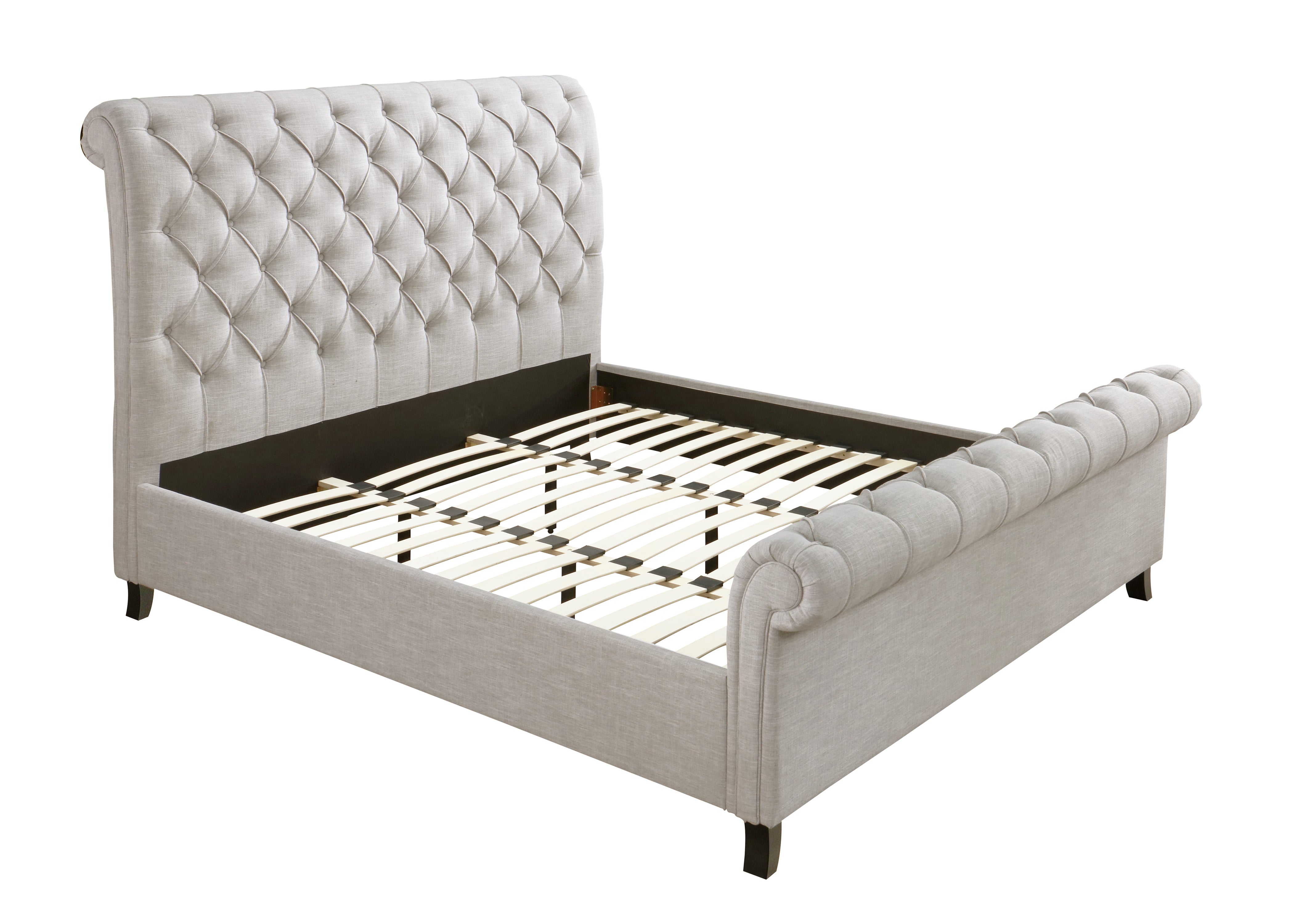 Kate Light Gray Queen Upholstered Sleigh Platform Bed