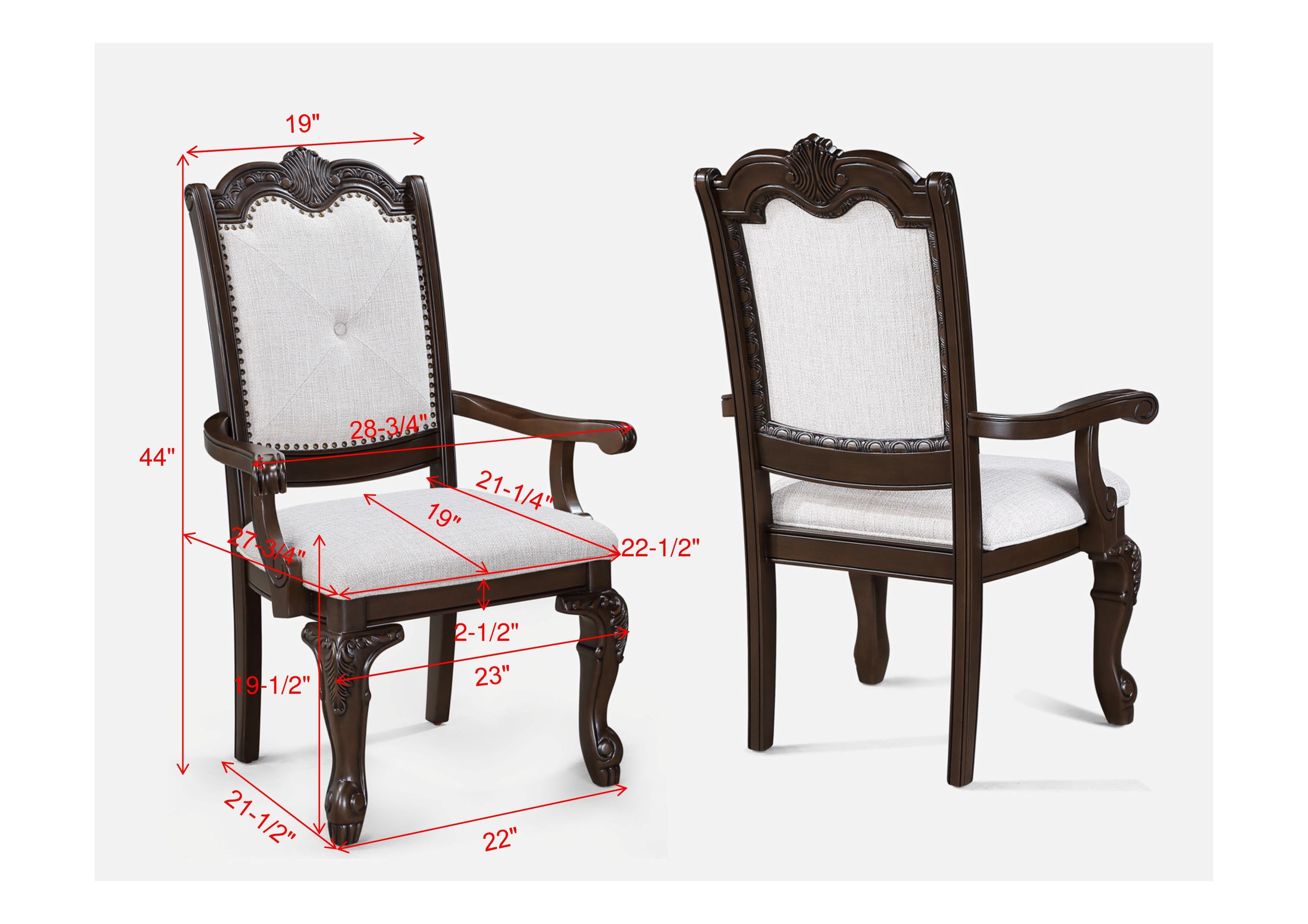 Kiera Coffee Brown / Beige Arm Chair, Set of 2