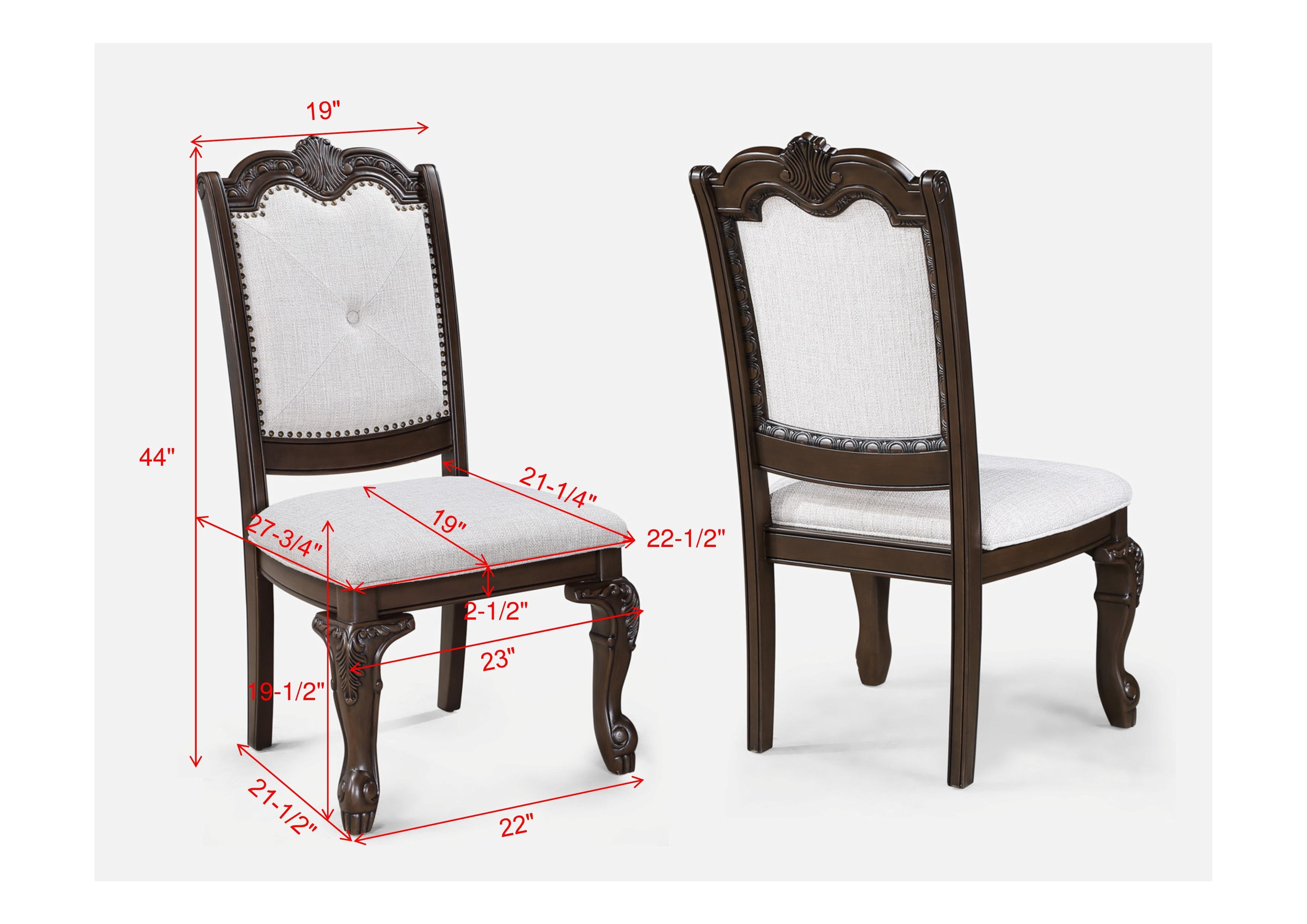 Kiera Coffee Brown / Beige Side Chair, Set of 2
