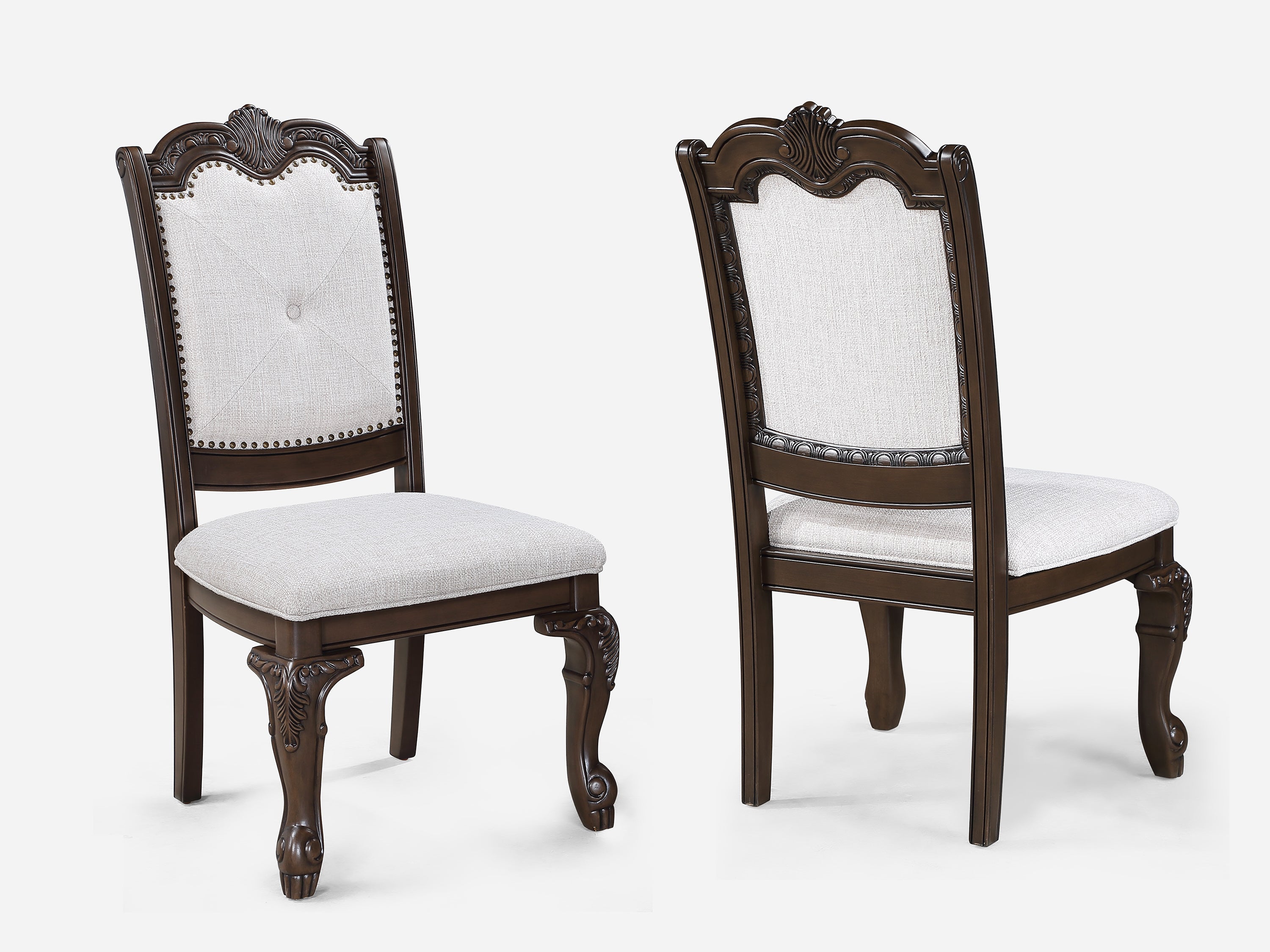 Kiera Coffee Brown / Beige Side Chair, Set of 2