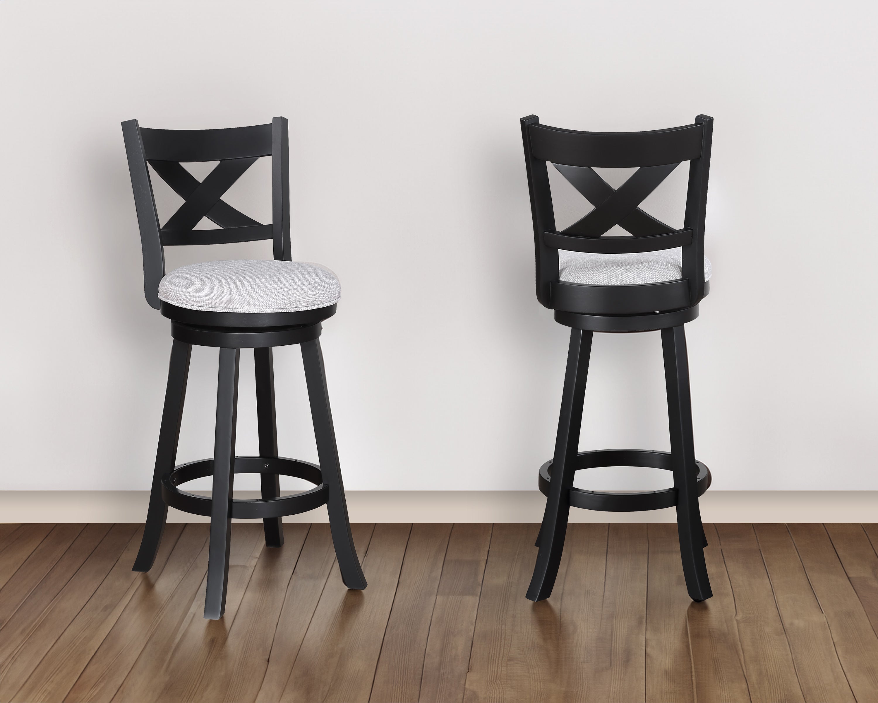 Kipper Dove/Black Swivel Bar Stool, Set of 2