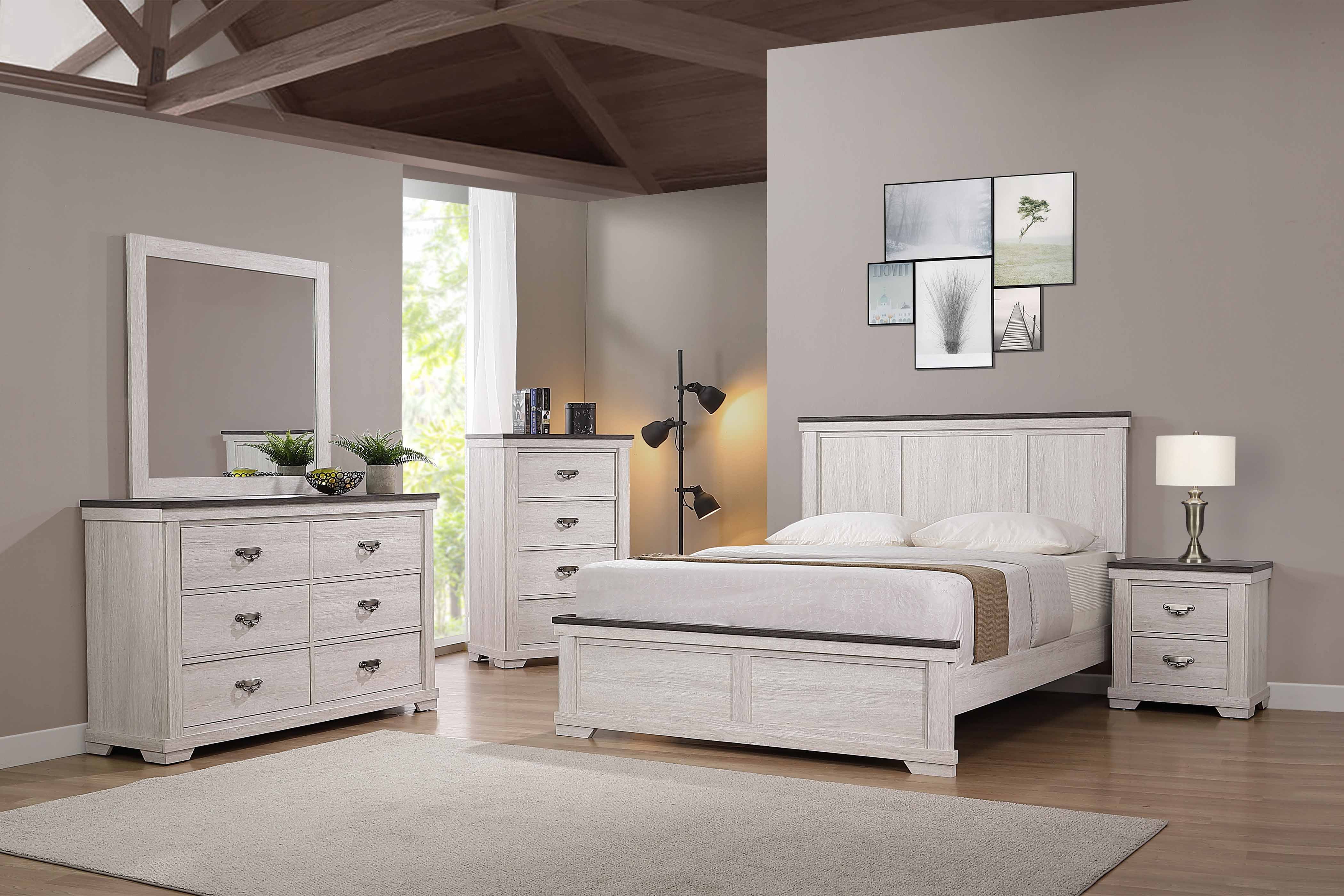Leighton Cream/Brown King Panel Bed