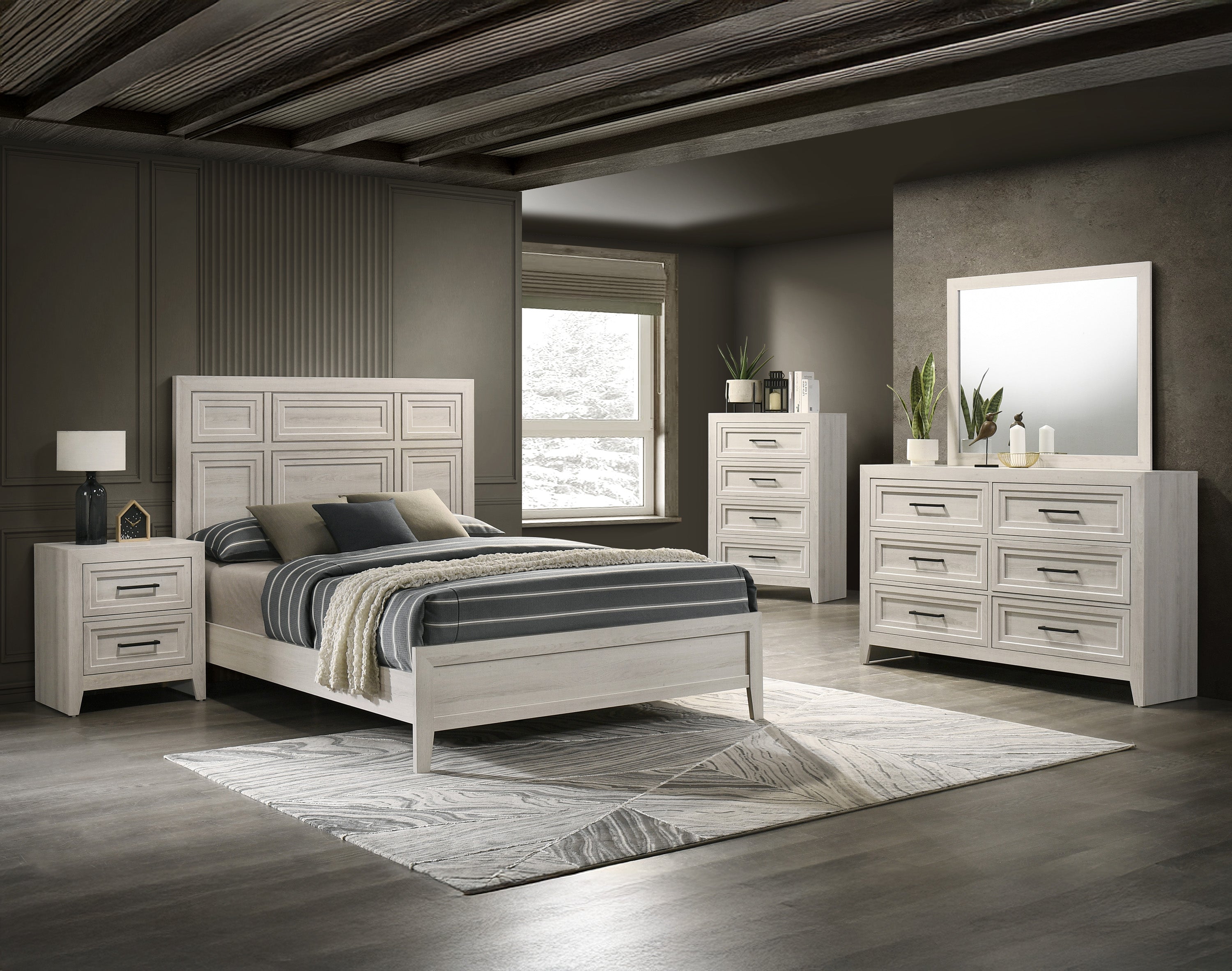 Lorraine Antique White Panel Bedroom Set