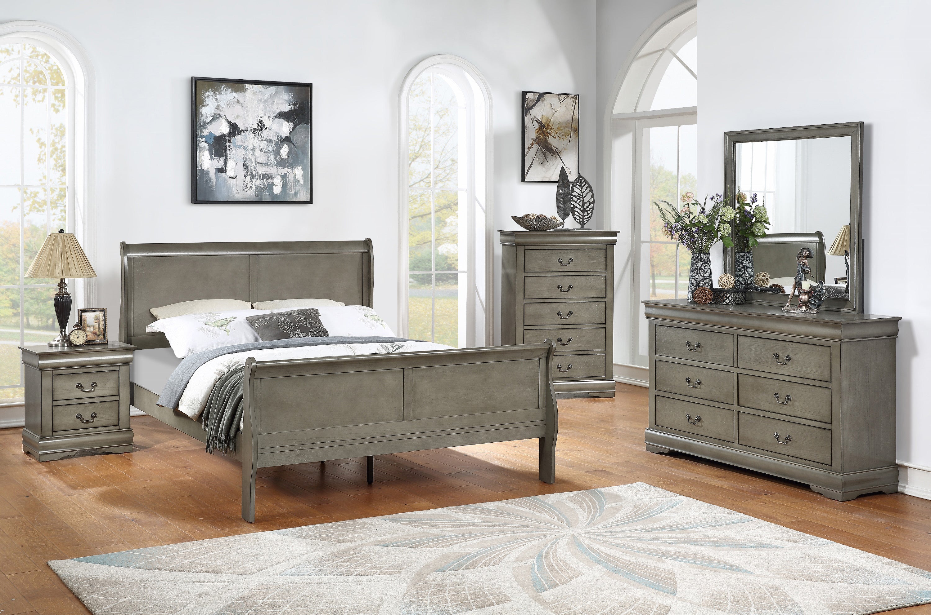 Louis Philip Gray Nightstand