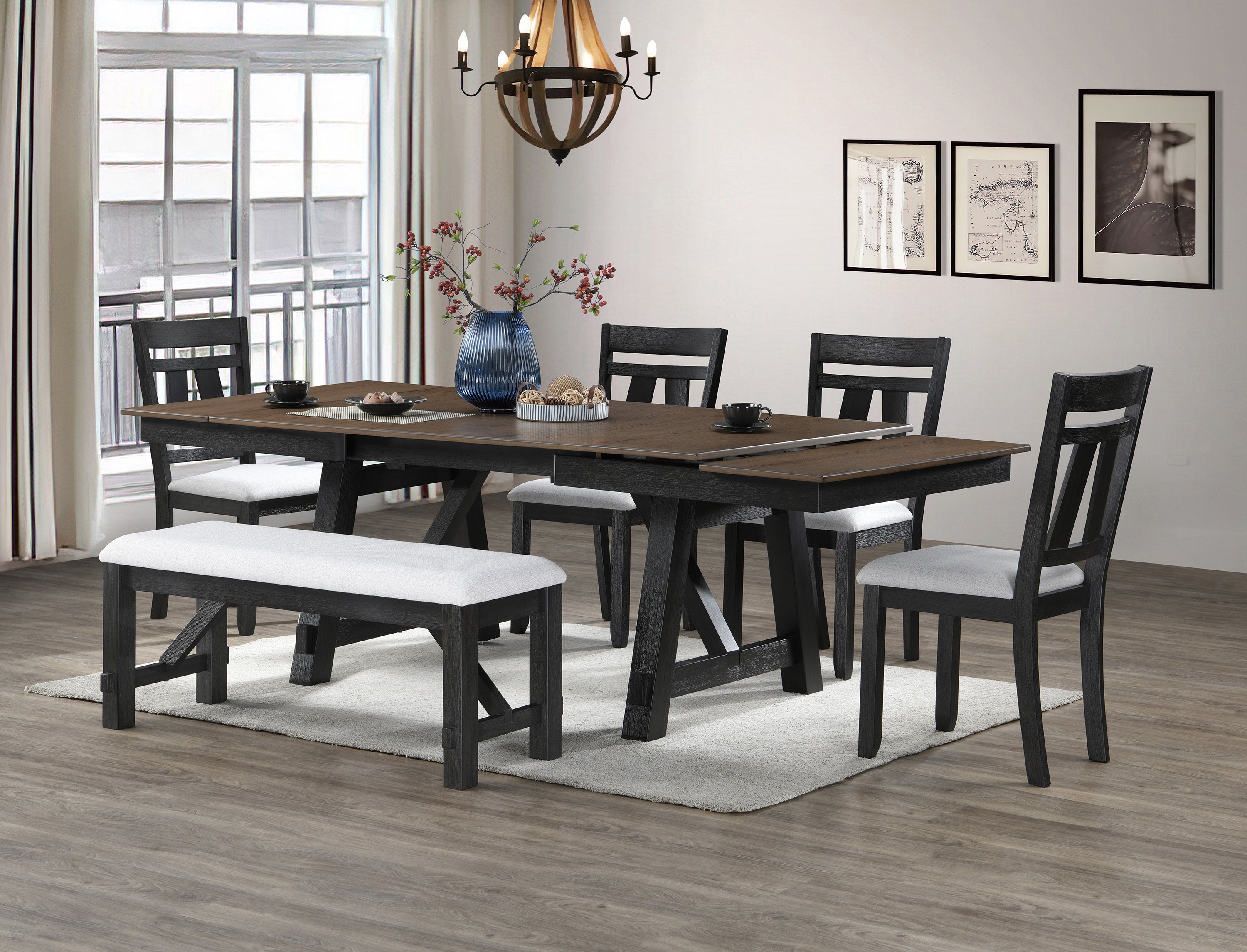 Maribelle Wheat Charcoal Extendable Dining Set