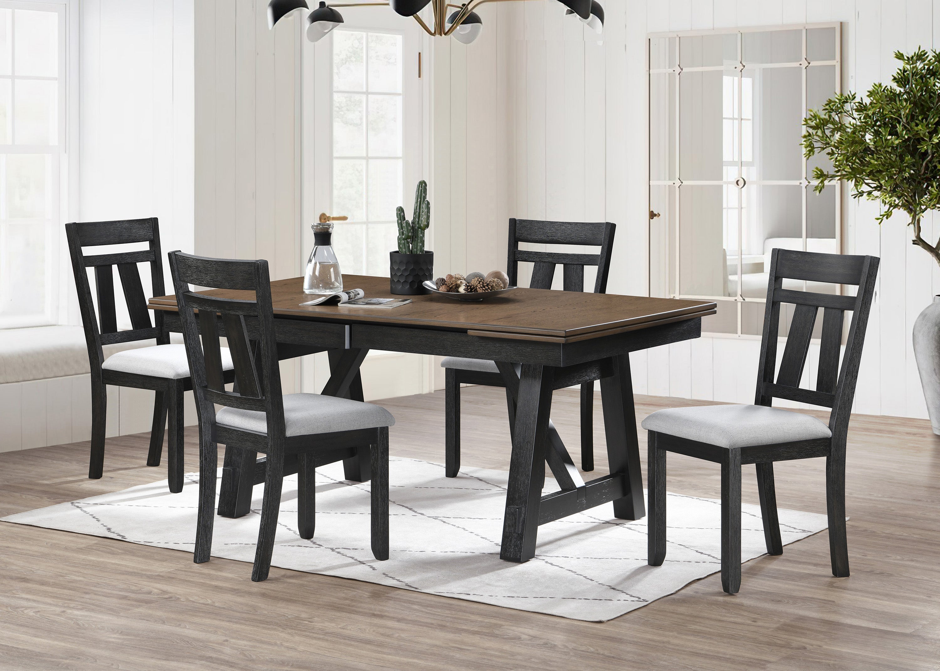 Maribelle Wheat Charcoal Extendable Dining Set