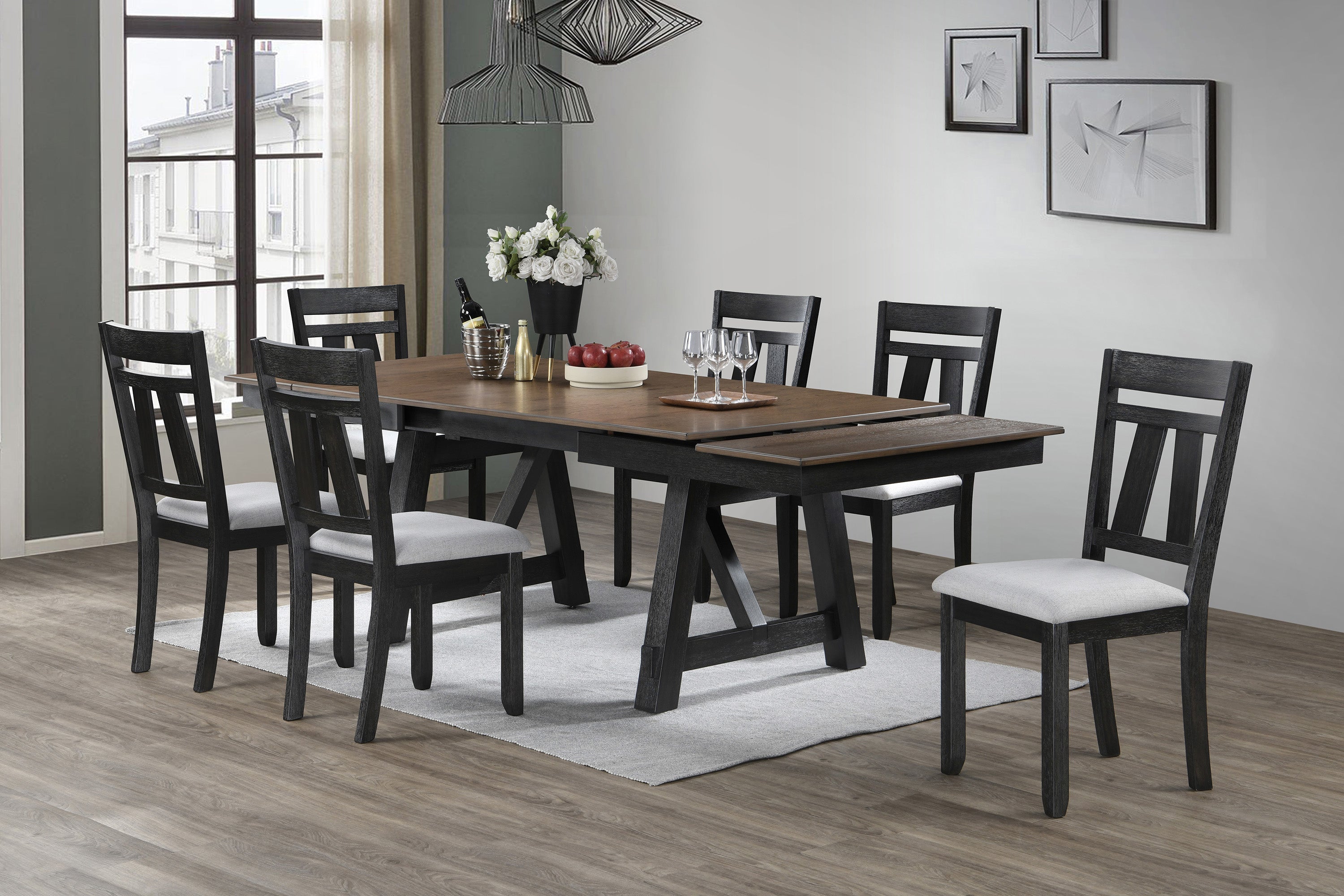 Maribelle Wheat Charcoal Extendable Dining Table