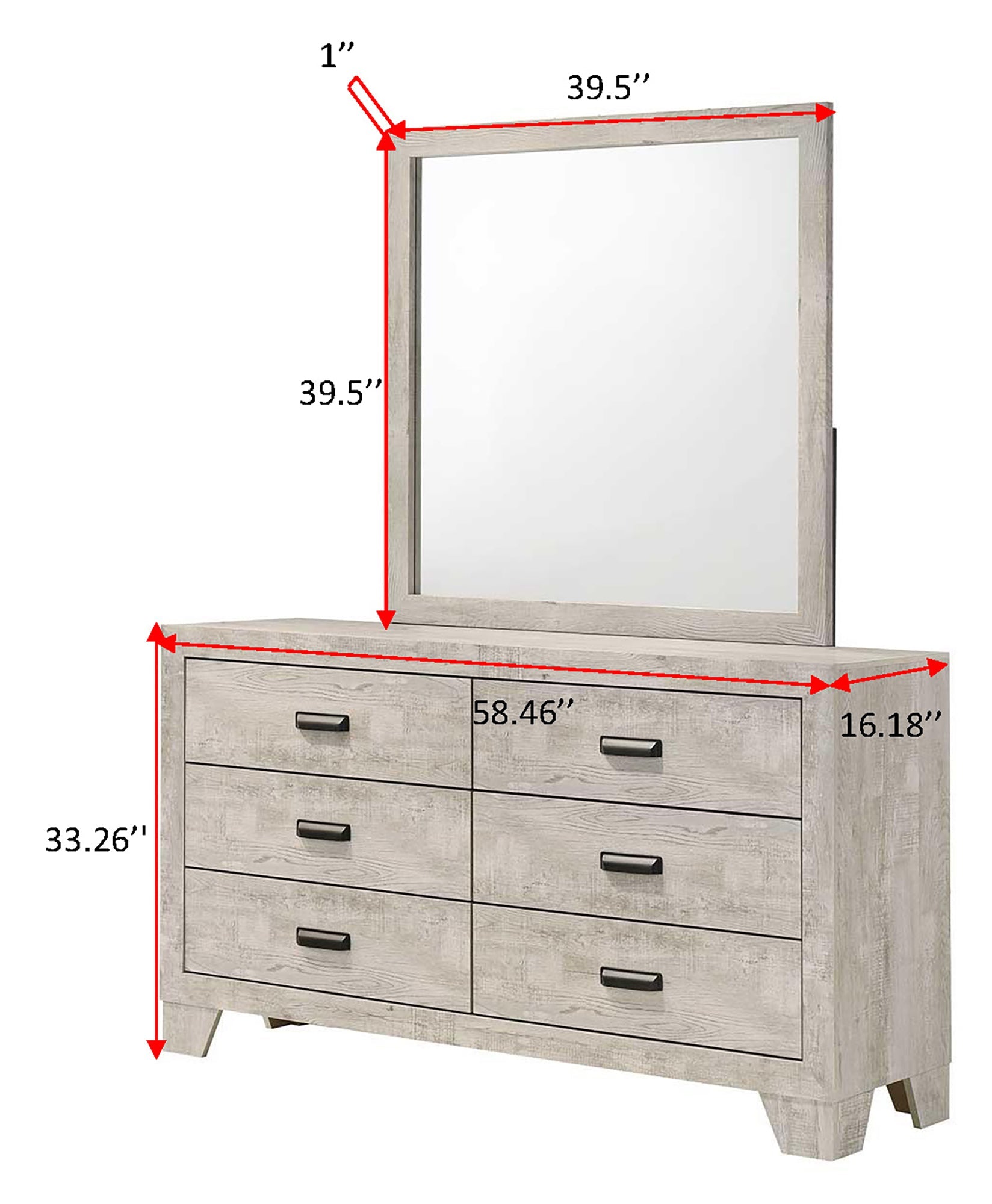 Millie Whitewash Panel Bedroom Set