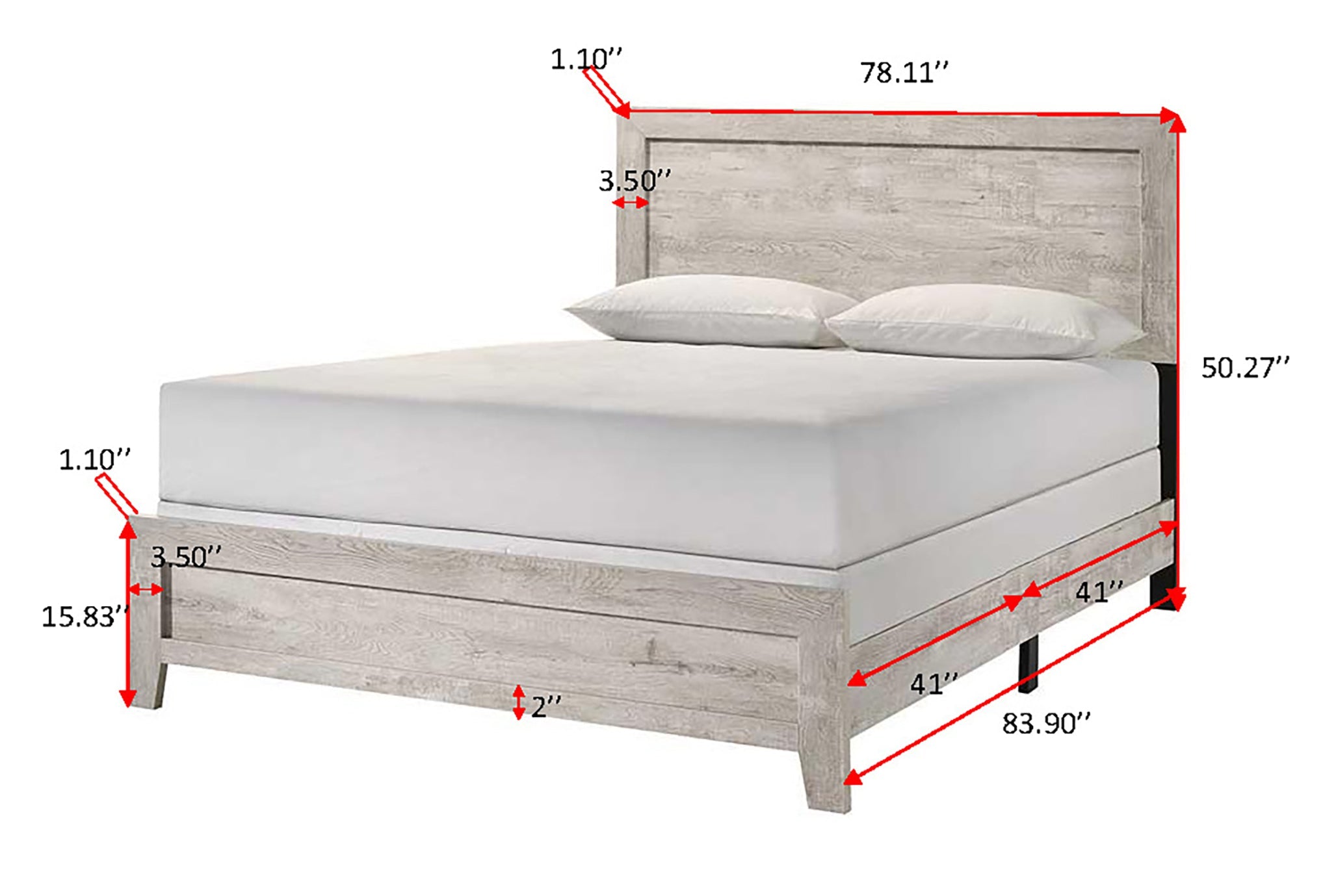 Millie Whitewash Panel Bedroom Set