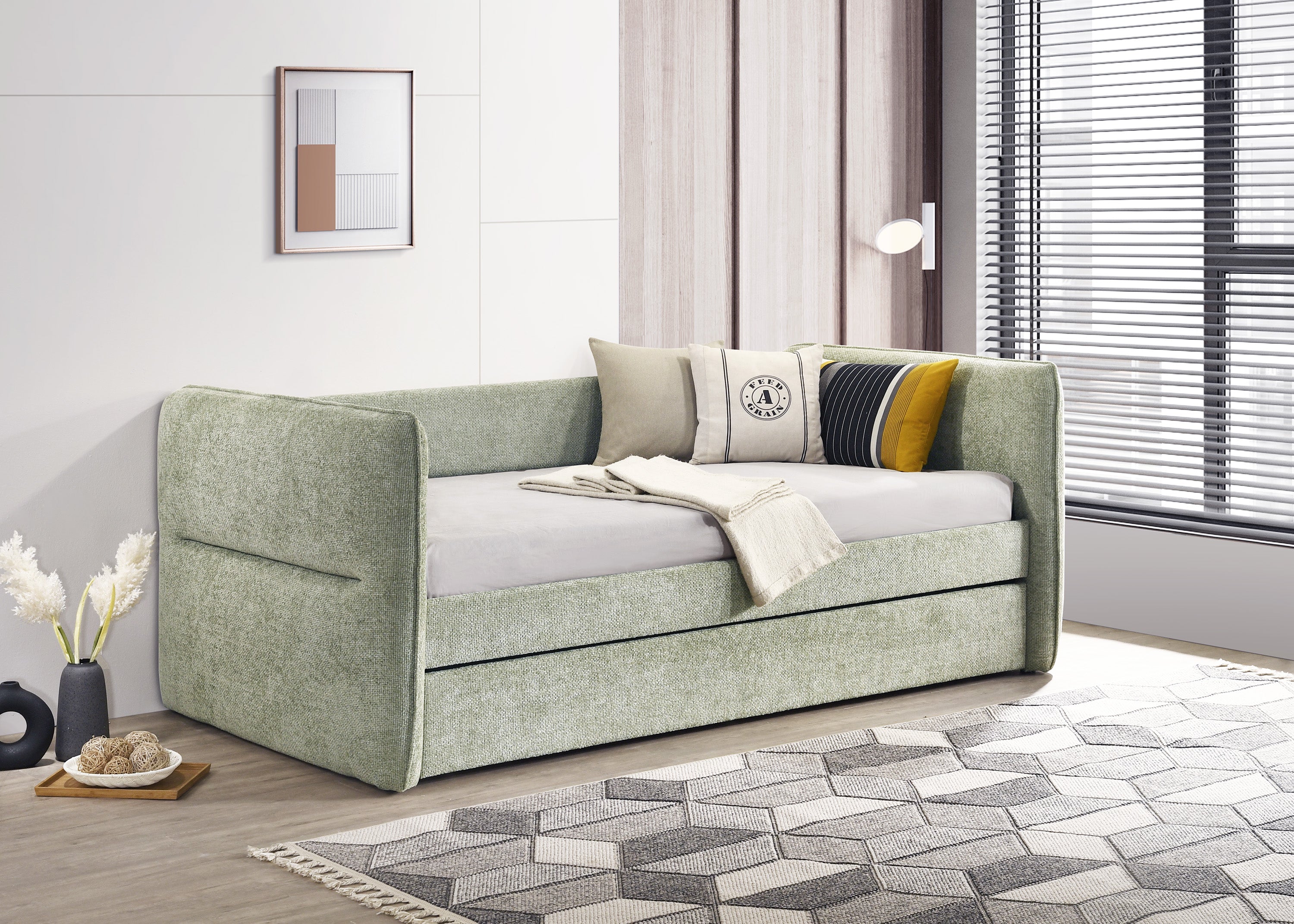 Philipa Light Green Daybed with Trundle