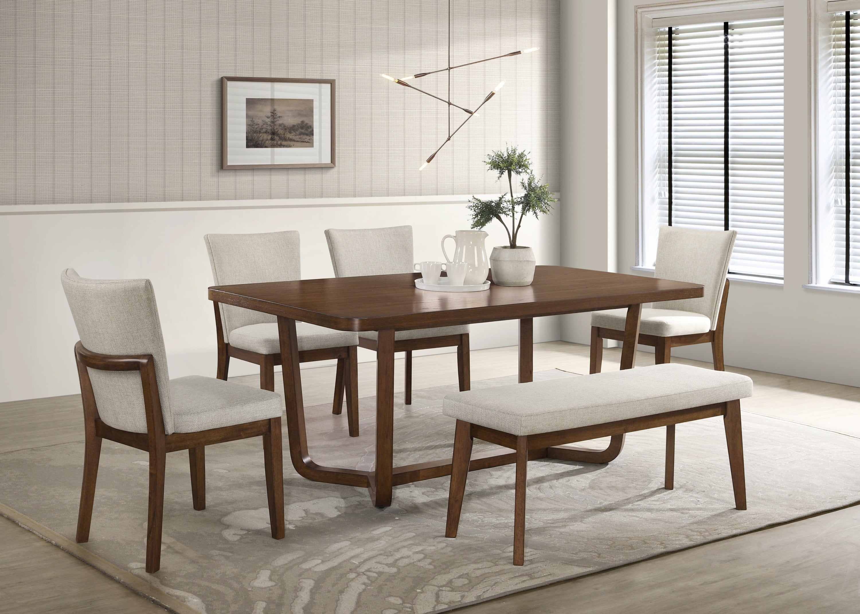 Salerno Beige/Brown Dining Bench