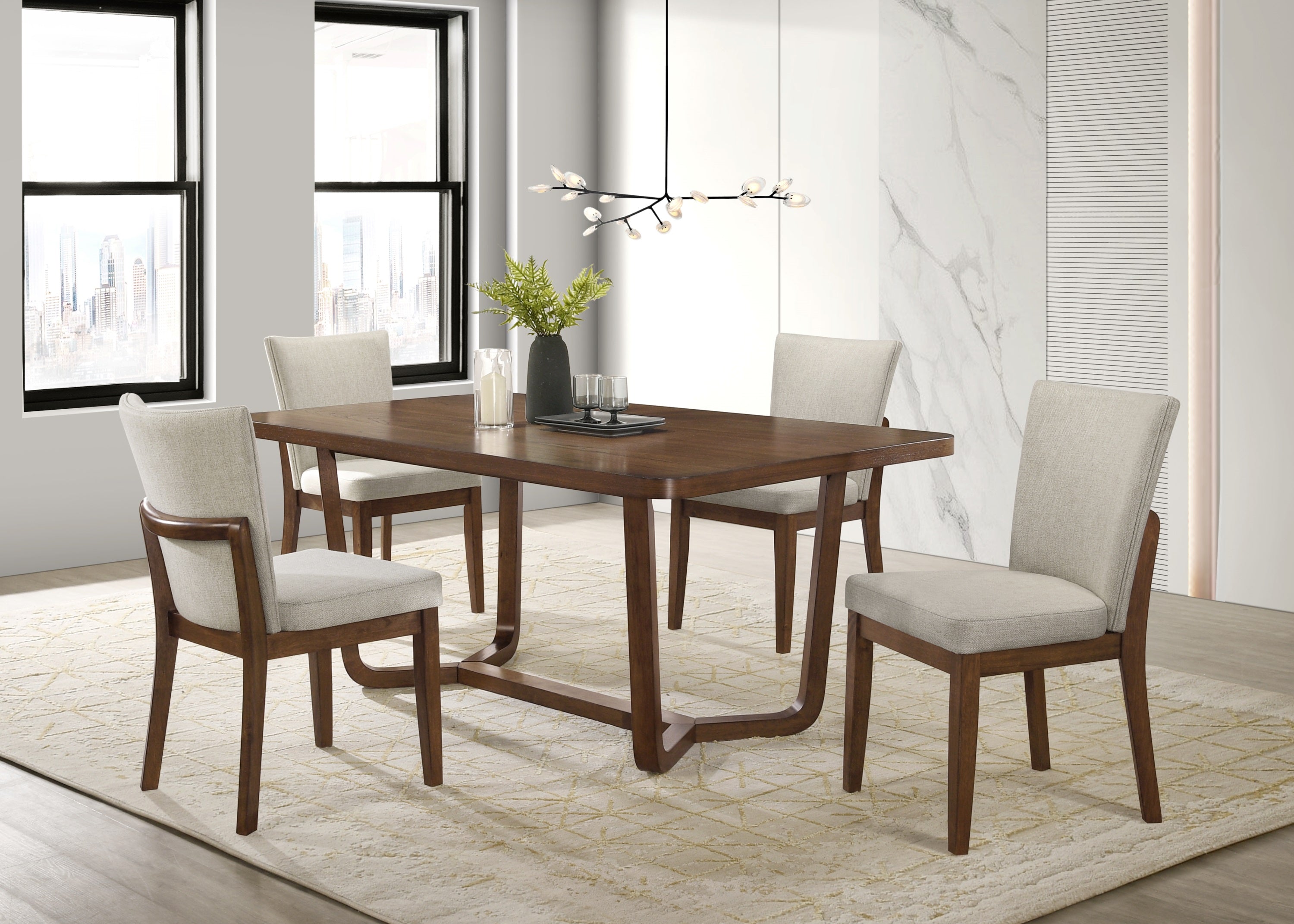 Salerno Beige/Brown Dining Side Chair, Set of 2