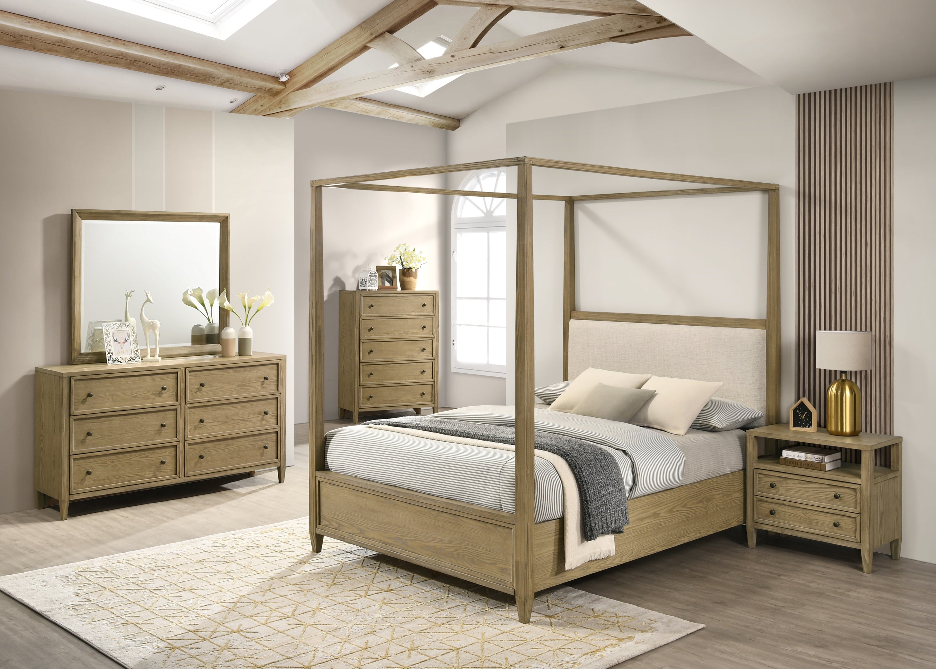 Sienna Rustic Natural Canopy Platform Bedroom Set