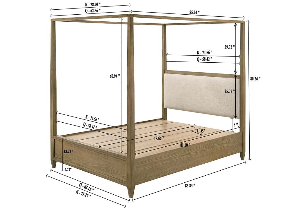 Sienna Rustic Natural Queen Canopy Platform Bed