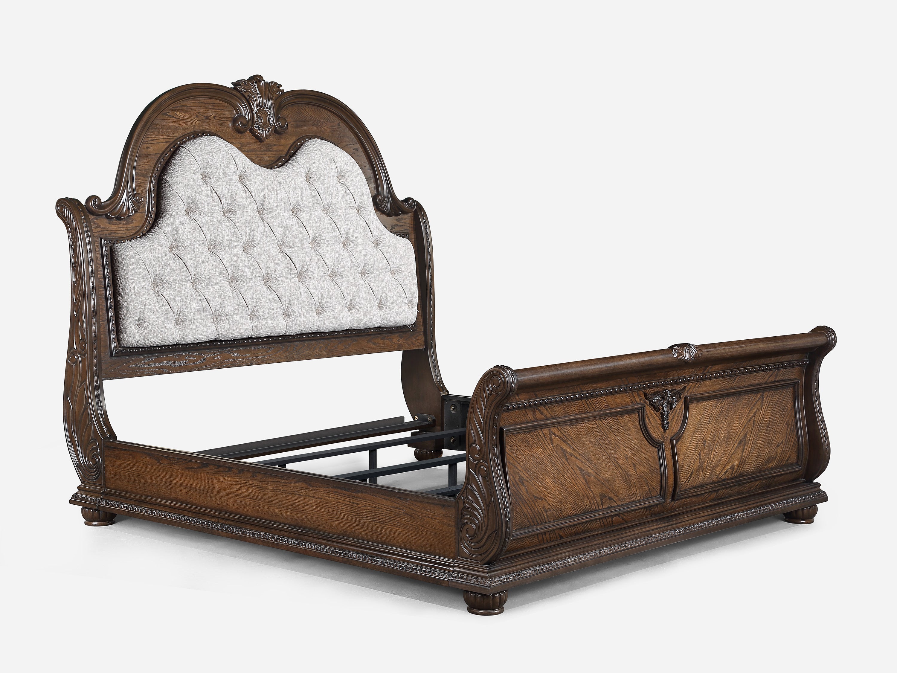 Stanley Coffee Brown King Upholstered Sleigh Bed