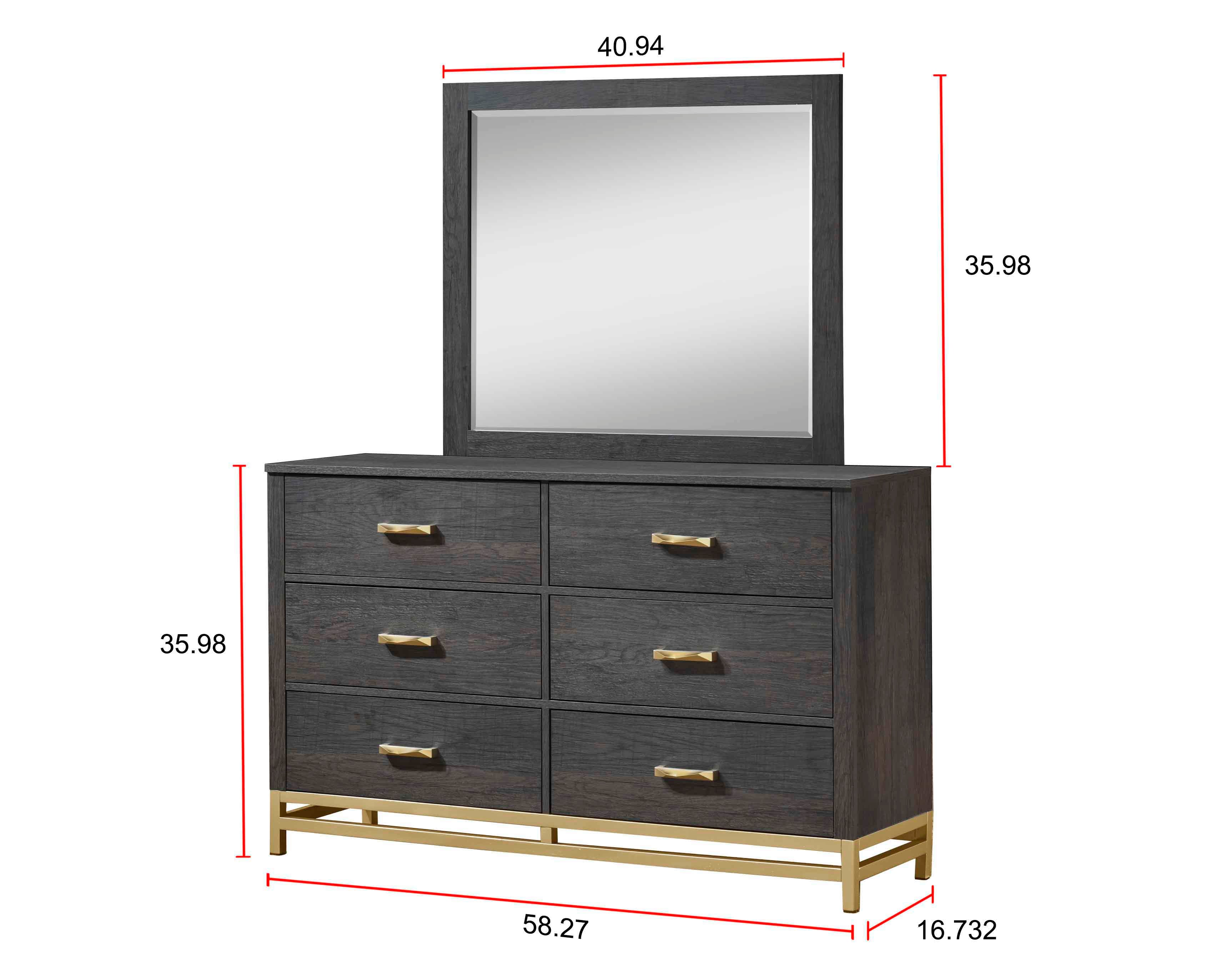 Trevor Brown/Gold Dresser Mirror (Mirror Only)