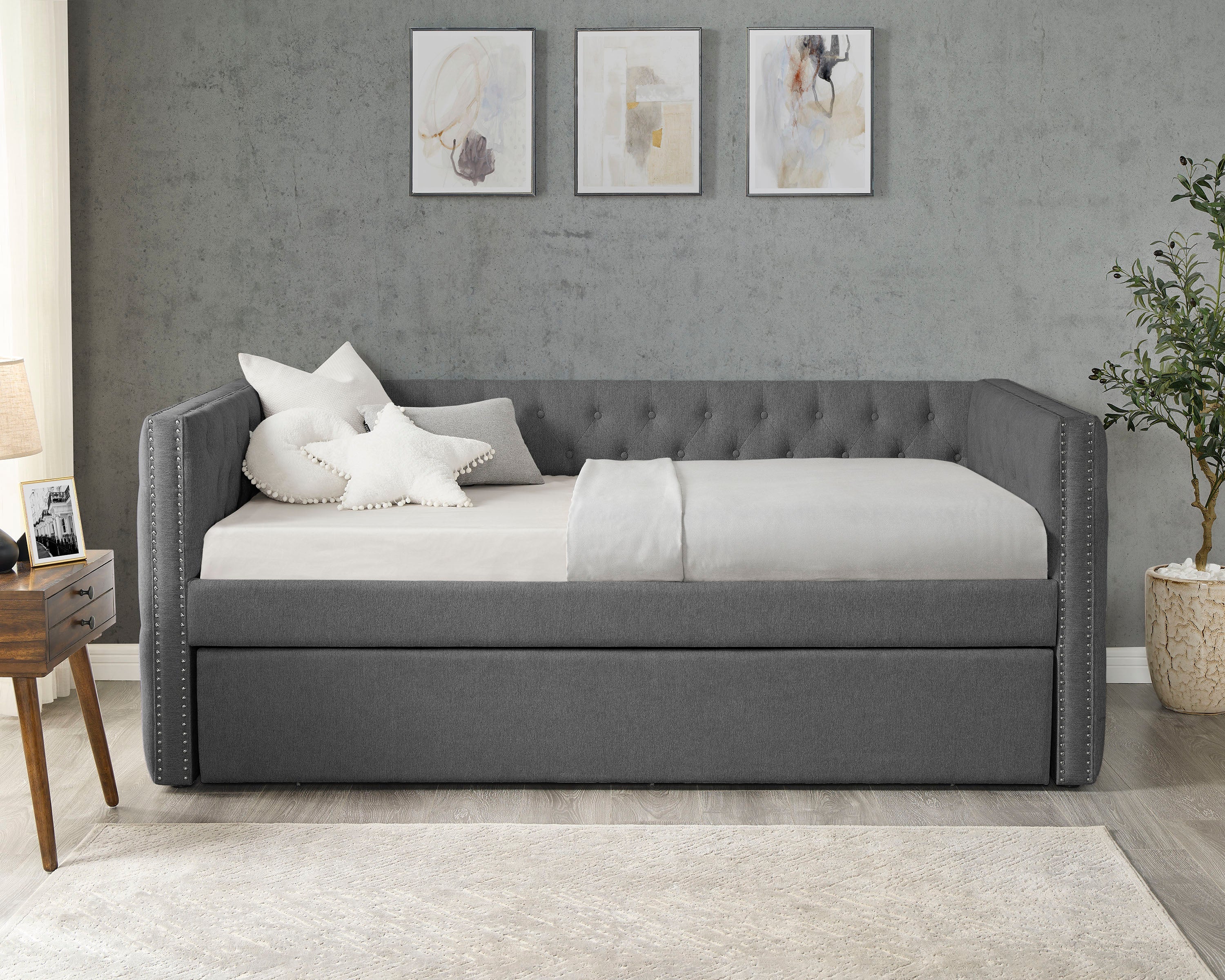 Trina Gunmetal Gray Daybed with Trundle