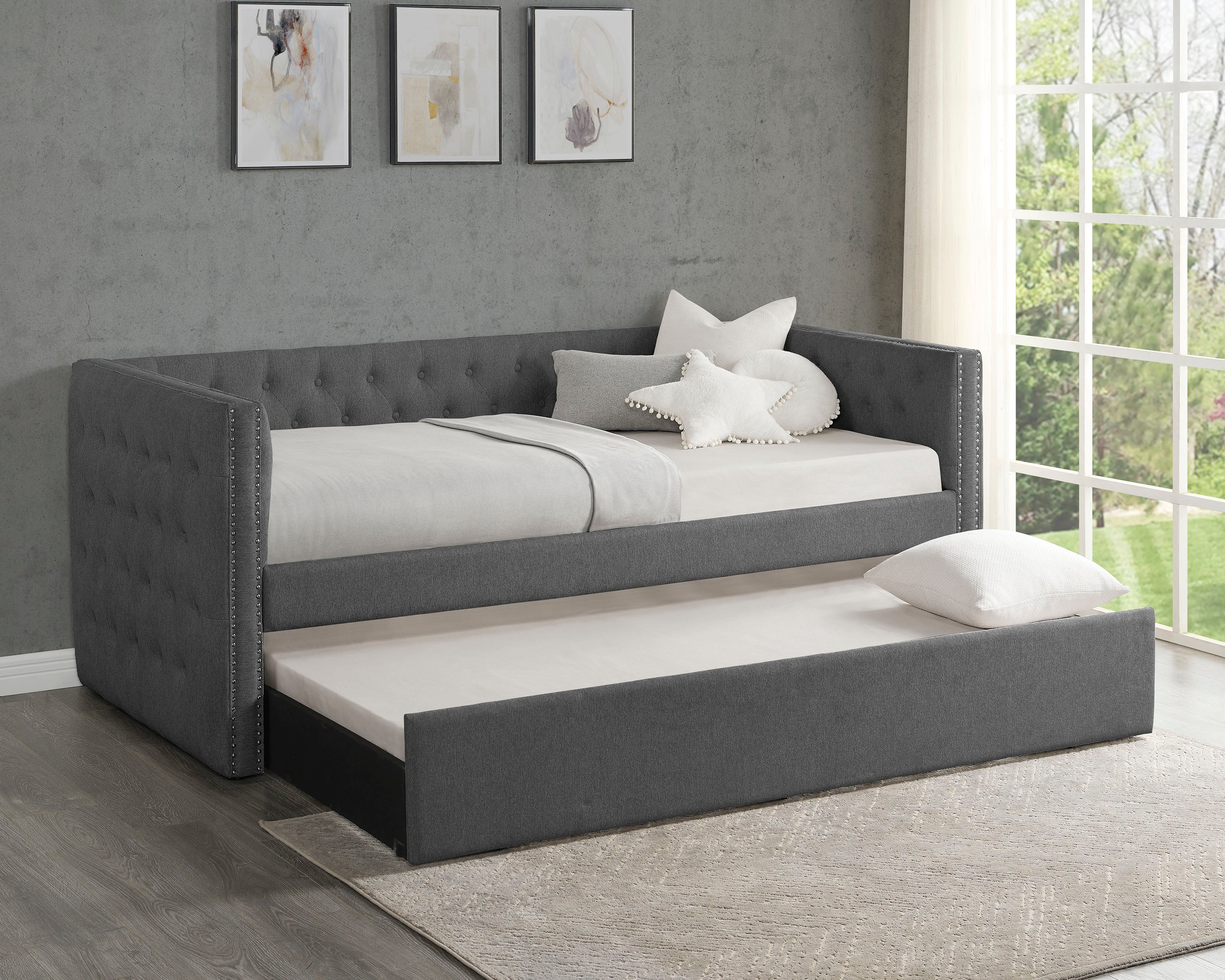 Trina Gunmetal Gray Daybed with Trundle