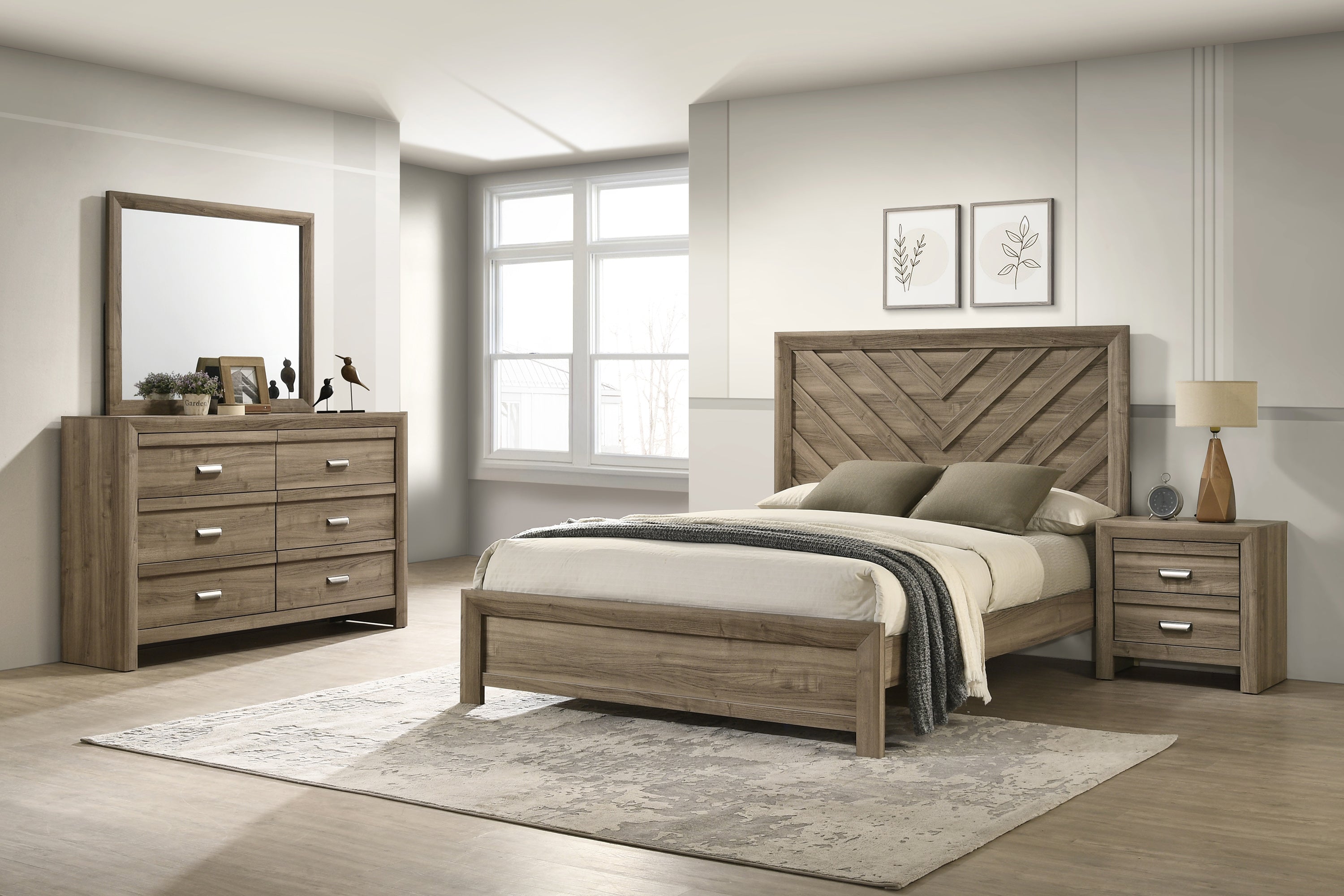 Valor Light Brown King Panel Bed