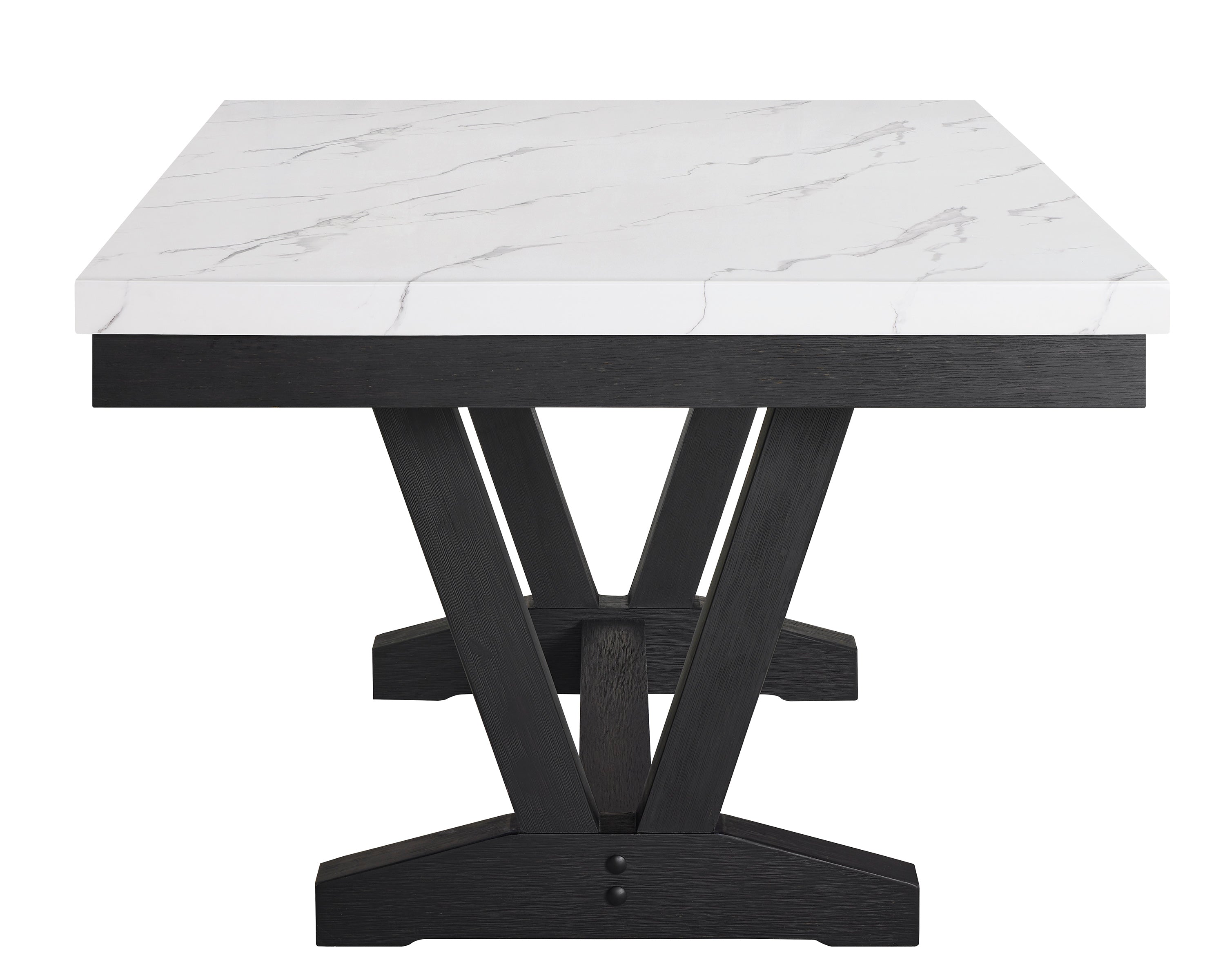 Vance White/Black Faux Marble Dining Table