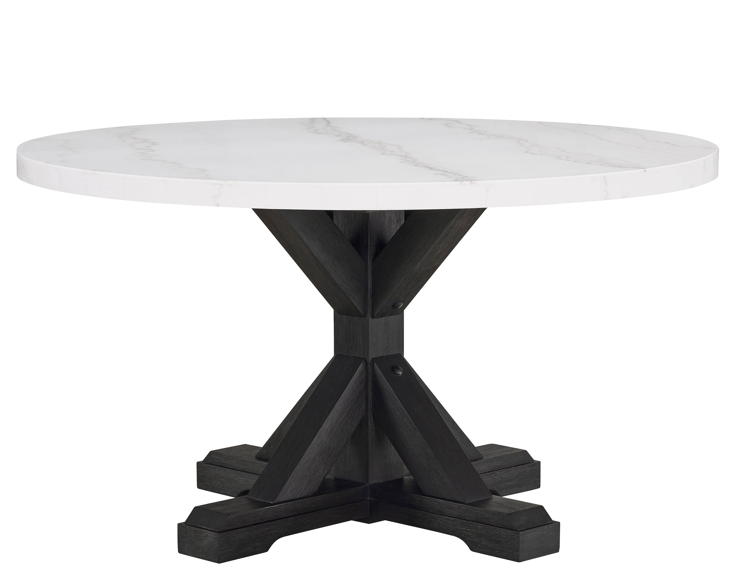 Varley White/Black Genuine Marble Round Dining Table