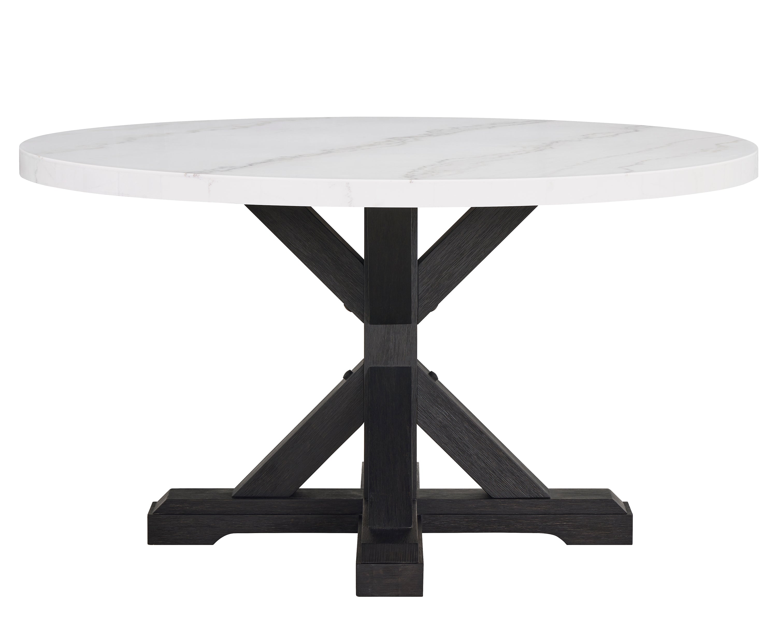 Varley White/Black Genuine Marble Round Dining Table