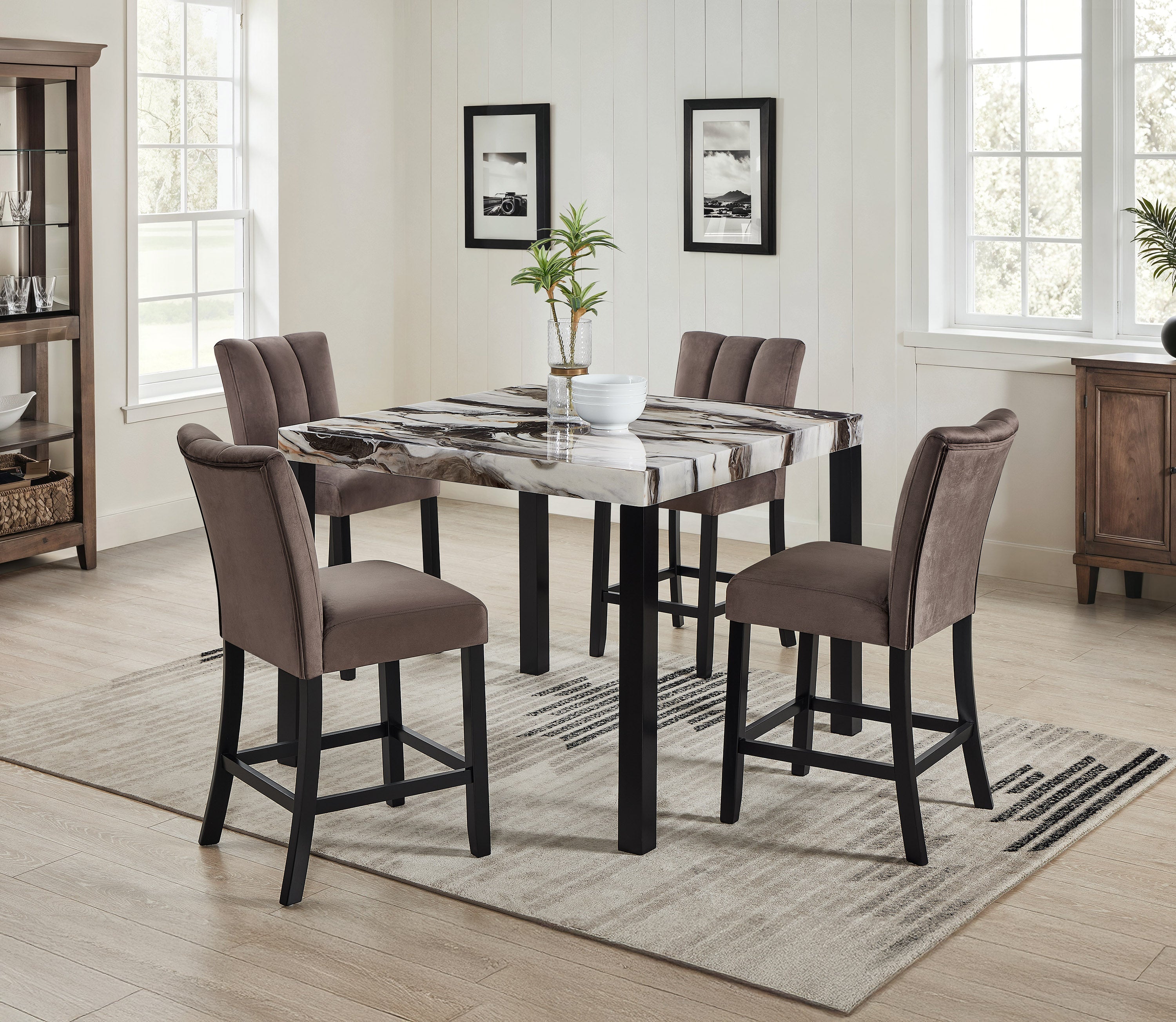Vega Black/Brown Counter Height Chair, Set of 2