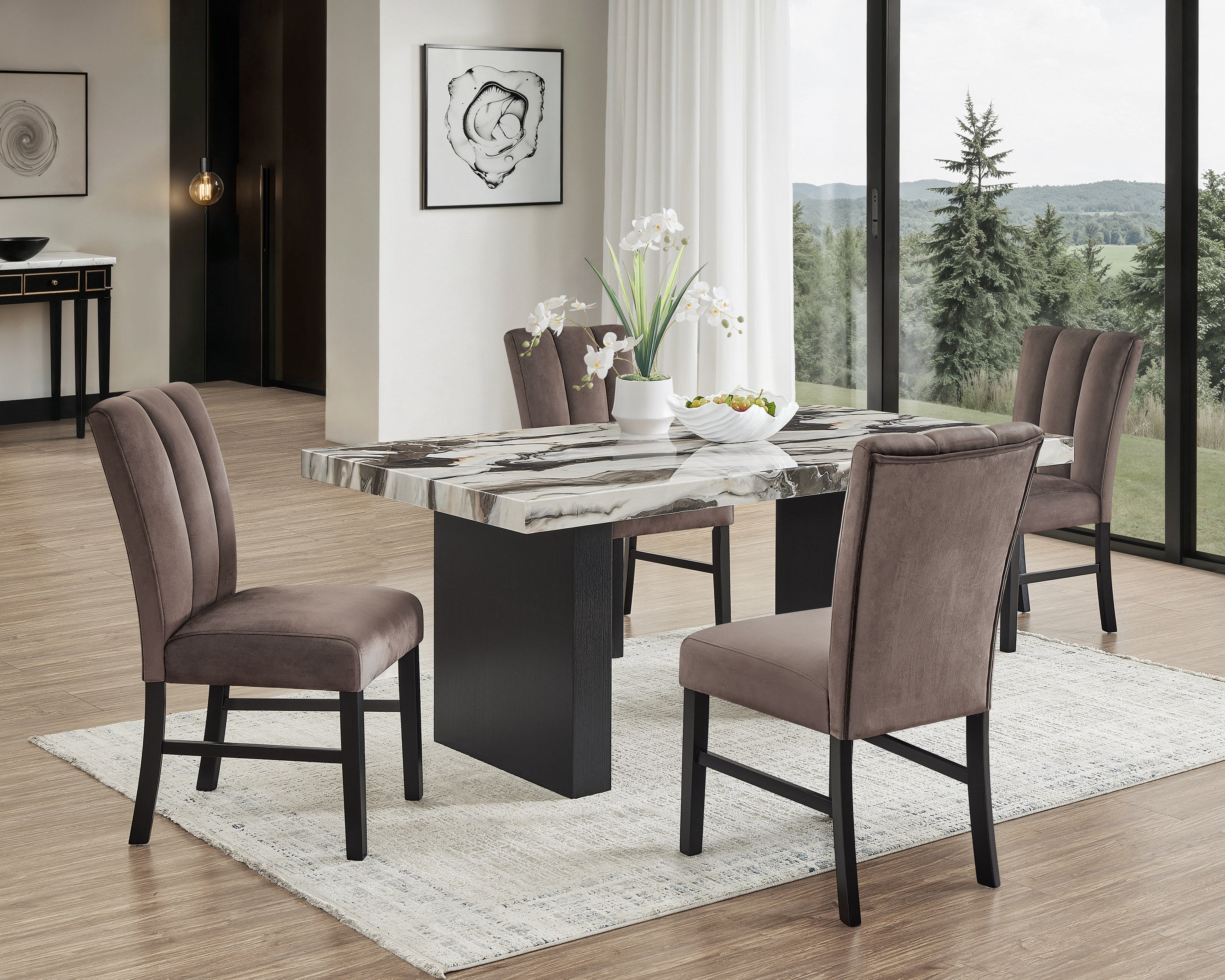 Vega Black/Brown Side Chair, Set of 2