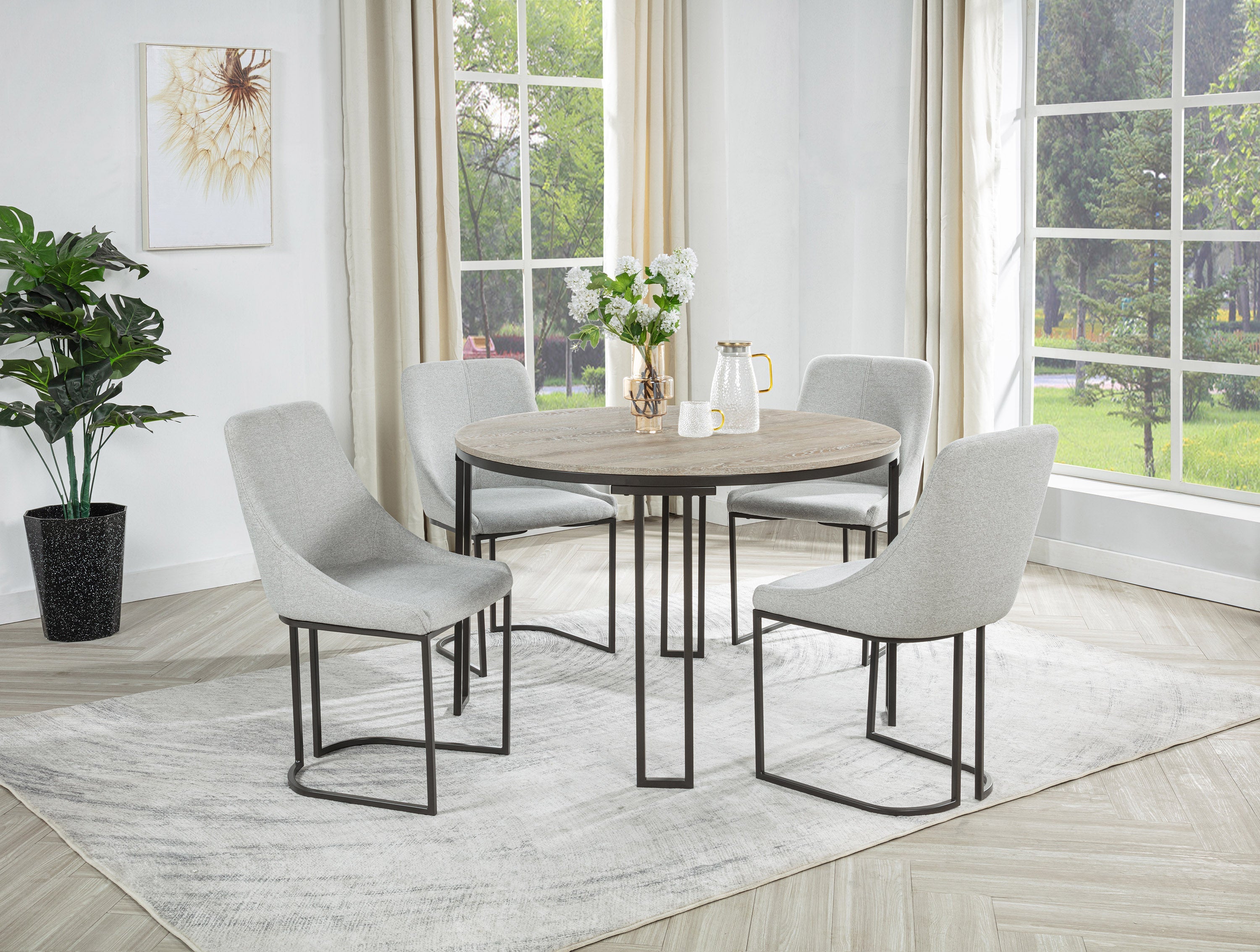 Verano Light Gray Round Dining Set