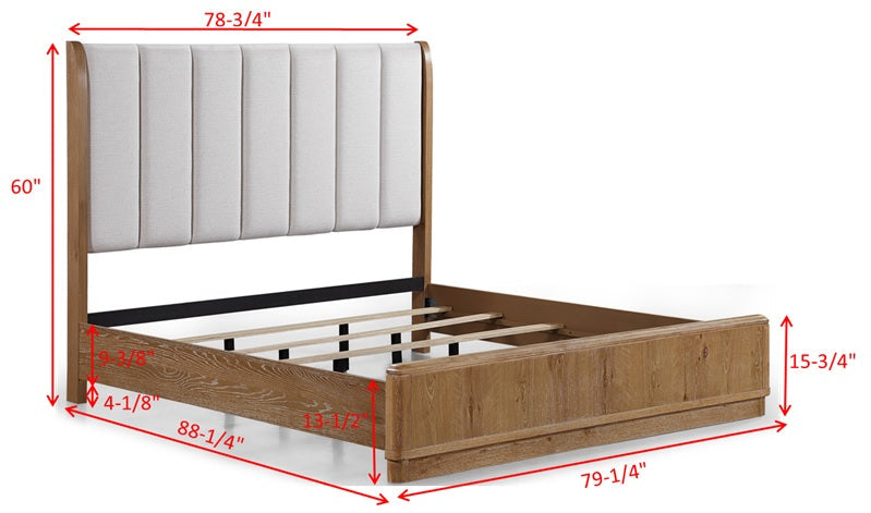 Westcott Cerused Natural Upholstered Panel Bedroom Set