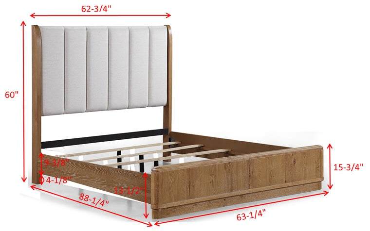 Westcott Cerused Natural Queen Upholstered Panel Bed