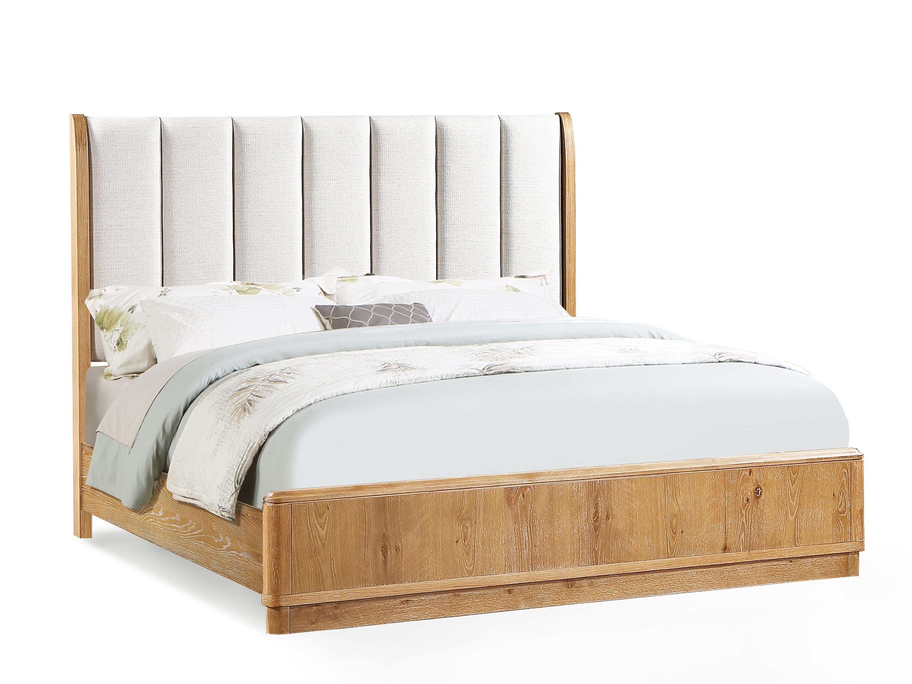 Westcott Cerused Natural Queen Upholstered Panel Bed